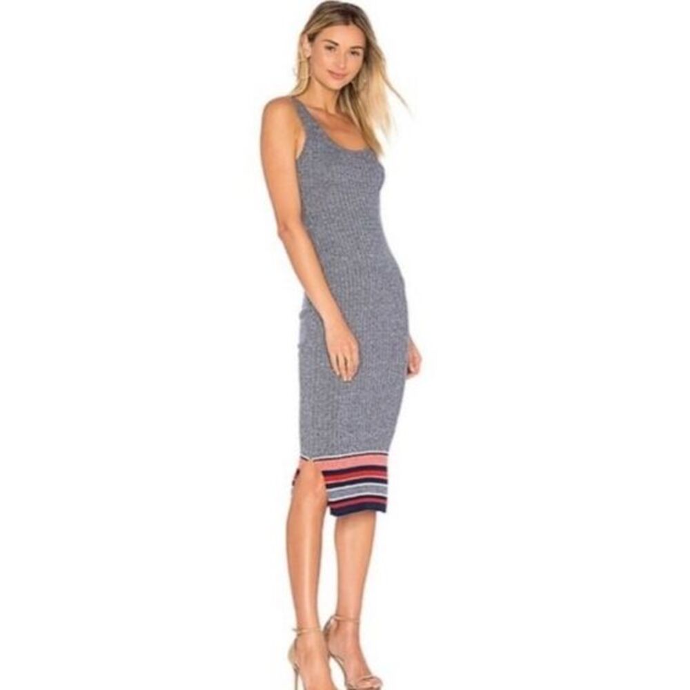 Lovers + Friends Midi Dress Gray Ribbed Sleeveless S